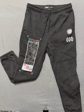 Brooklyn Cloth Black Graphic Sweatpants with Multicolor Prints